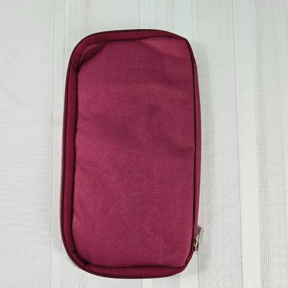 Family Travel Passport RFID Blocking Wallet Document Holder Organizer Case-Wine